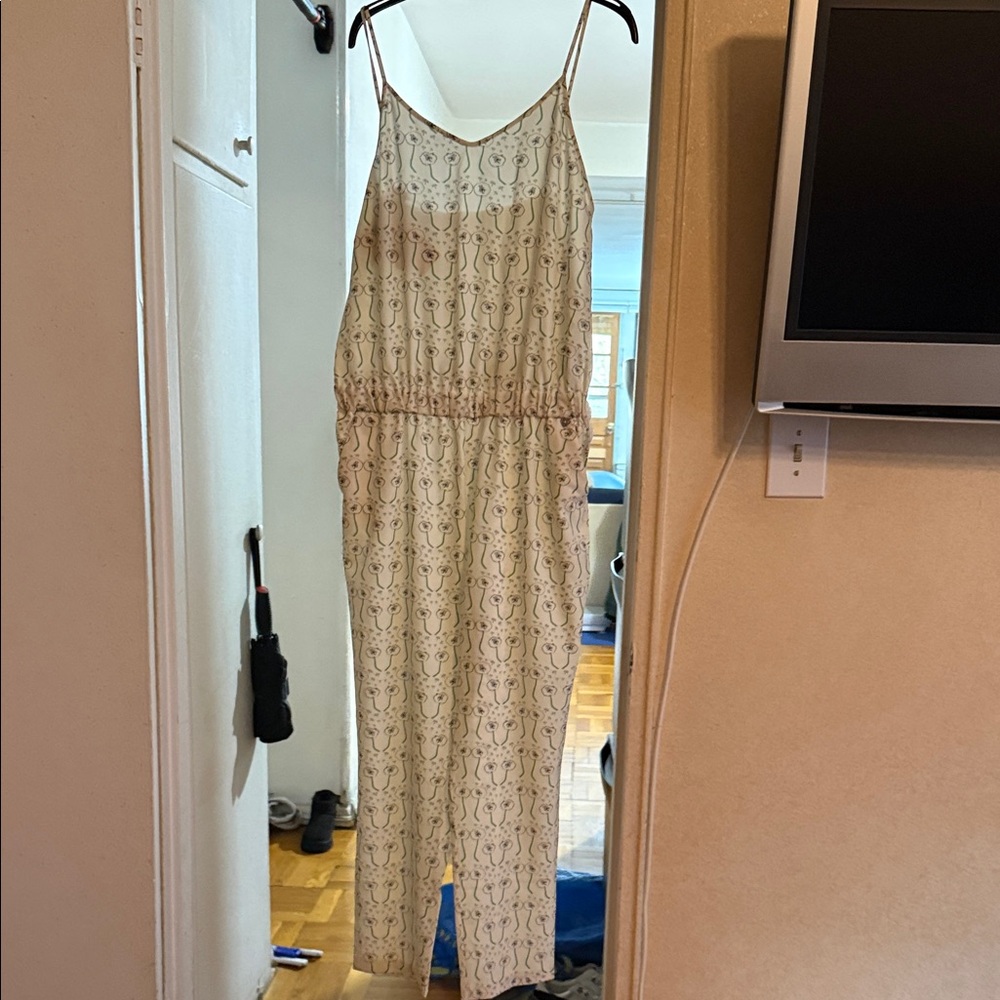 Cream Floral Print Spaghetti Strap Jumpsuit